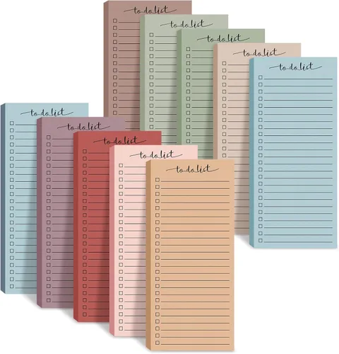 Censen 10 Pack 500 Sheets To Do List Notes Daily Checklist Notepads with 50 Sheets Each Undated Color Memo Pad Block Shopping List Pad Weekly Plan