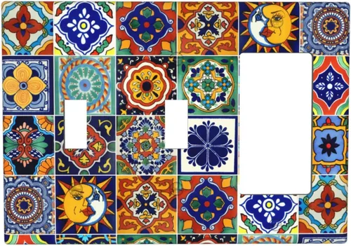 Miniatura 11 de Talavera - Azulejos mexicanos de una sola banda, placas de pared para decorar enchufes eléctricos, placa de interruptor, placa decorativa de pared