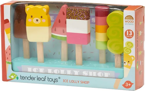 Miniatura 2 de Tender Leaf Toys - Ice Lolly Shop - 13 piezas de juguete de juego de comida de simulación con 6 paletas de madera barras de helado - Fomenta