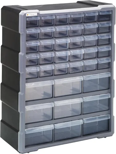 QUANTUM STORAGE SYSTEMS PDC-39BK - Organizador de 39 cajones de 19 pulgadas de alto x 15 pulgadas de ancho x 7 pulgadas de profundidad