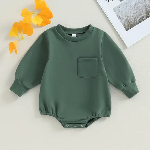 Miniatura 2 de Ehfomius Mameluco de manga larga para bebé niño y niña, con bolsillo, ropa de otoño e invierno