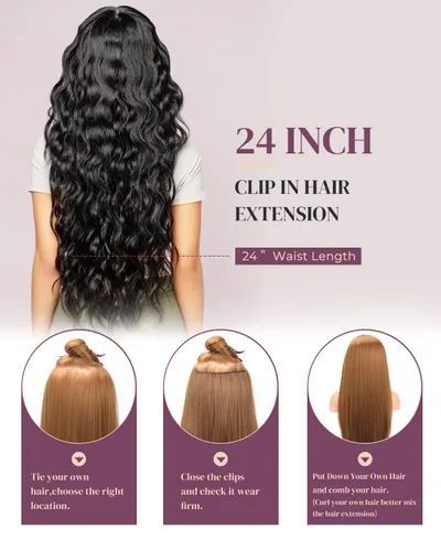 Miniatura 5 de LONAI - Extensiones de cabello con clip, 6 piezas, rizadas, de 24" de largo, sintéticas, para mujer, color rubio ceniza natural