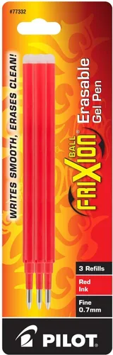 Miniatura 2 de Pilot, FriXion Ball - Recambios de tinta de gel para bolígrafos borrables, punta fina de 0.028 in, paquete de 3, color rojo