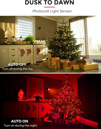 Miniatura 2 de L LOHAS LED Foco Navideño para Exterior, Luces Rojas para Patio, Encendido/Apagado Automático 5W 120V Iluminación de Paisaje para Casa