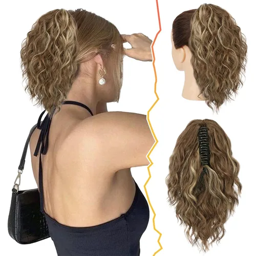 Miniatura 17 de BARSDAR Extensión de cola de caballo negra, extensiones de cabello de cola de caballo con clip de garra de 18 pulgadas para mujer, extensiones