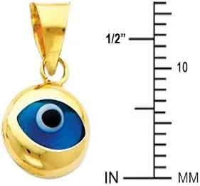 Miniatura 2 de Colgante de oro amarillo real de 14 quilates con dije de mal de ojo, Oro de 14 quilates, No es una piedra preciosa