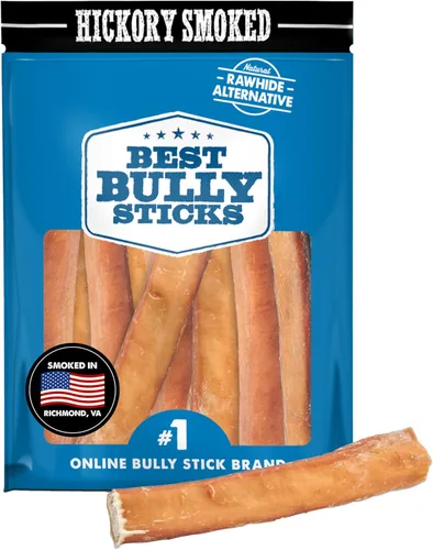 Best Bully Sticks - Palitos de Bully Ahumados con Nogal Jumbo de 6 Pulgadas - 12 Unidades (Paquete de 1) - Natural, Sin Granos y Sin Olor, Aroma