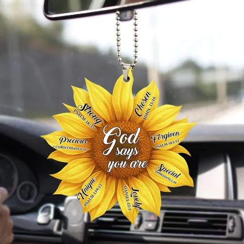 Miniatura 5 de Talataca Girasol Dios Dice Que Eres Único Cristiano Amante de Jesús Adorno Plano 2D Navideño de Árbol de Navidad Adorno de Madera para Colgar