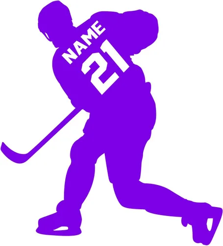 Miniatura 6 de VWAQ - Adhesivo decorativo para pared con diseño de jugador de hockey, personalizable, para habitación de niños, CS23