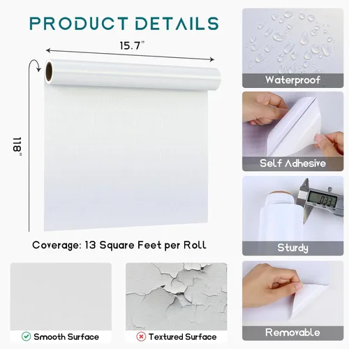 Miniatura 8 de VEELIKE Papel de contacto de acero inoxidable blanco brillante cepillado para electrodomésticos, refrigerador, lavavajillas, refrigerador, cocina