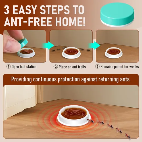 Miniatura 7 de Paquete de 20 cebo de gel repelente de hormigas – Estación de cebo para hormigas para interiores y exteriores, fórmula avanzada de gel que elimina