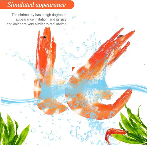 Miniatura 3 de Chalyna 9 unidades de camarones falsos de imitación rojos modelo de camarones cocidos simulados, modelo de alimentos falsos artificiales