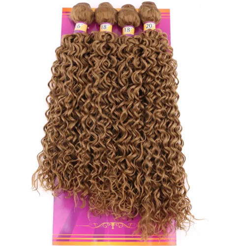Miniatura 10 de Extensiones de cabello rizado afro rizado, sintético, tejido rápido, extensiones de cabello de fibra de alta temperatura para mujeres, color negro