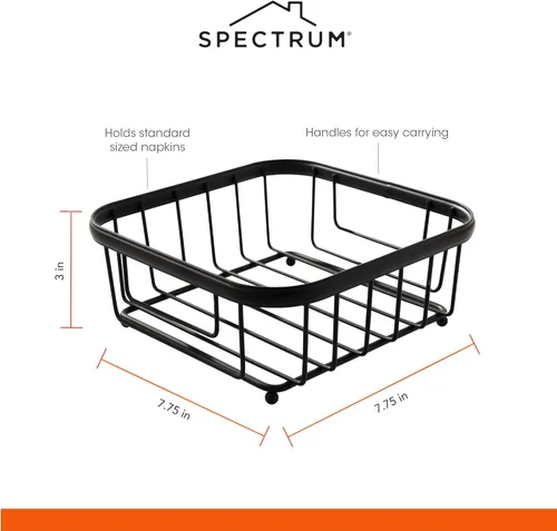 Miniatura 6 de Spectrum Ashley - Servilletero plano negro para encimera de cocina, mesa de comedor, picnic al aire libre, servilletas de cóctel, dispensador
