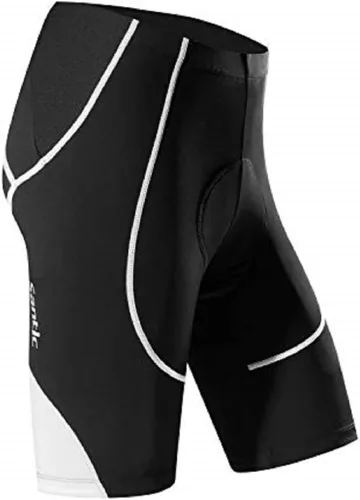 Santic Pantalones cortos de ciclismo para hombre, pantalones acolchados para ciclismo, ropa de ciclismo
