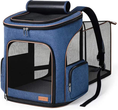 Miniatura 12 de Lekereise Mochila para Gatos Expandible Transportador de Mascotas Mochila para Gatos y Perros Pequeños, Mochila Transportador de Perros Plegable