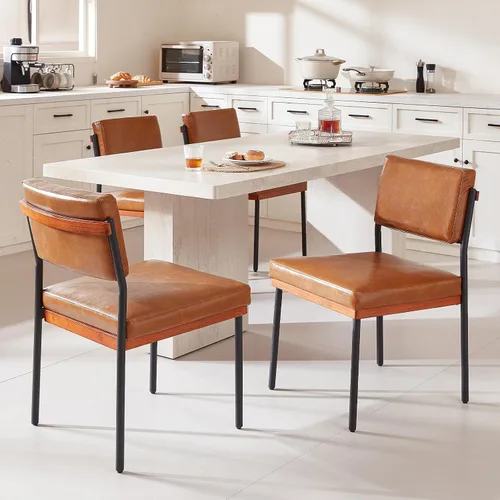 Miniatura 13 de Juego de 2 sillas de comedor modernas, sillas de cocina con cojines gruesos y almohadillas ajustables, sillas de comedor tapizadas de piel sintética