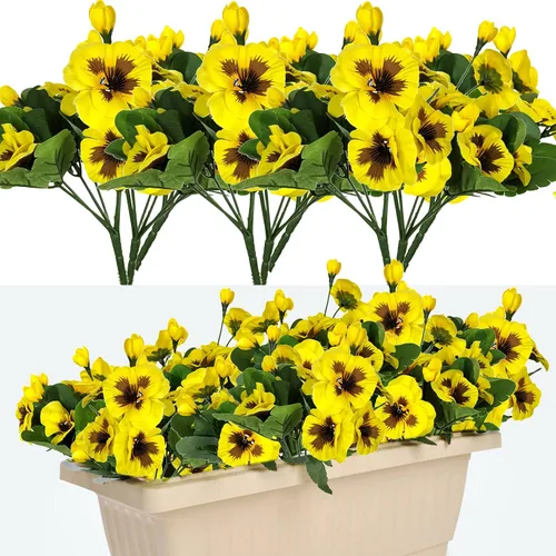 Miniatura 9 de Flores falsas pansy, flores silvestres pequeñas, margaritas de plástico sintético moradas para el hogar, boda, cocina, jardín, centros de mesa
