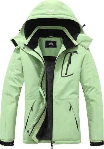 Miniatura 14 de Chaqueta de esquí impermeable para mujer, resistente al viento, cortavientos, abrigo de nieve cálido con capucha