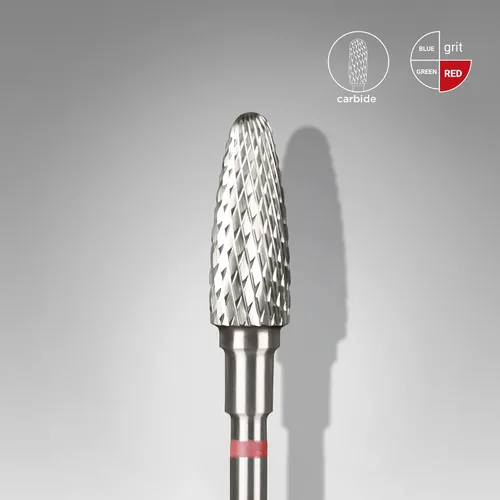 Miniatura 3 de STALEKS PRO Expert - Broca de carburo para uñas (maíz, rojo, cabeza de 0.197 in / 0.512 in de peso), dureza suave para corrección de uñas