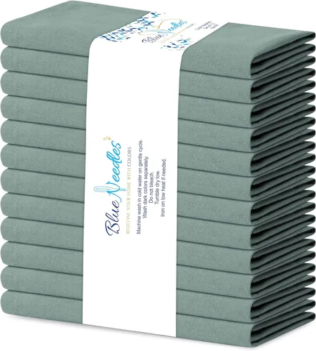 Miniatura 21 de Blue Needles - Juego de 12 servilletas de tela sólidas azul marino 100% algodón, servilletas de cena de 45 x 45 centímetros - Suave, reutilizable