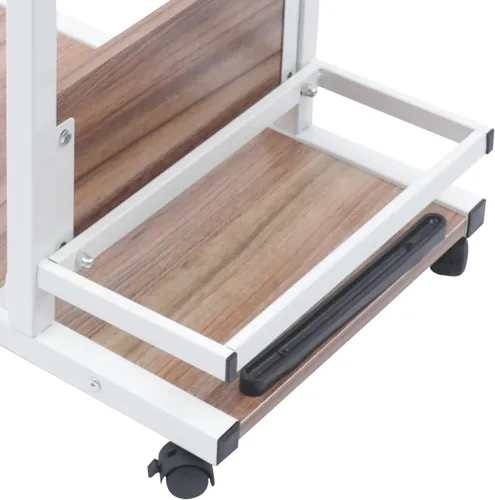 Miniatura 4 de Mesa en forma de C, mesa de sofá móvil con ruedas, mesa auxiliar de sofá de altura ajustable, mesa auxiliar de madera con almacenamiento, soporte