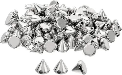 Miniatura 11 de uxcell 200 tachuelas acrílicas con forma de cono de espiga, 0.316 x 0.315 pulgadas, parte trasera plana, pegamento para coser en cuentas punk