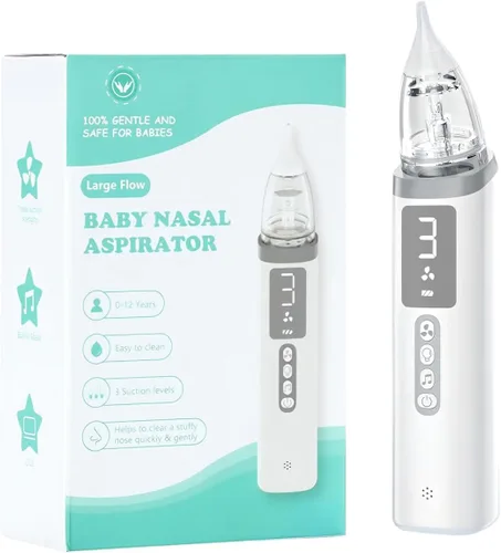 Aspirador nasal para bebé, aspirador nasal eléctrico para bebé, para aliviar la congestión nasal, limpiador de nariz con 3 puntas de silicona, nivel