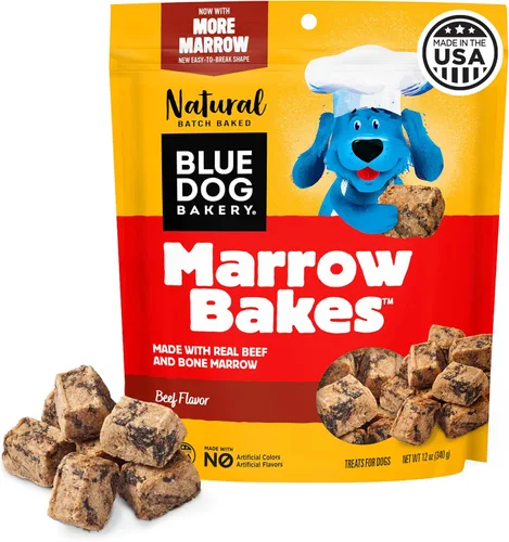 Blue Dog Bakery MarrowBakes Snacks | Golosinas pequeñas y crujientes con sabor a carne | Golosinas naturales saludables para perros, 12 onzas