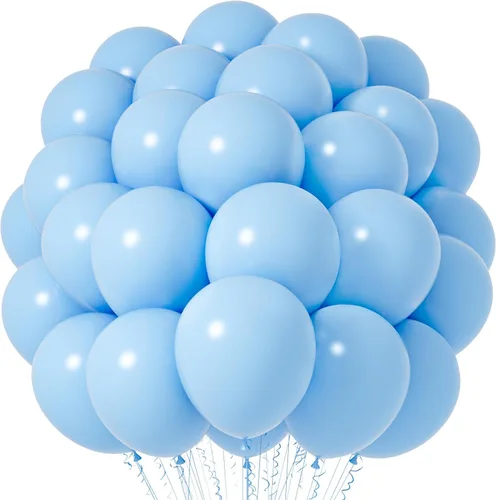Voircoloria - Globos azul bebé claro, paquete de 66 globos de 12 pulgadas de látex para fiestas para niños y niñas, para cumpleaños, baby shower, 16