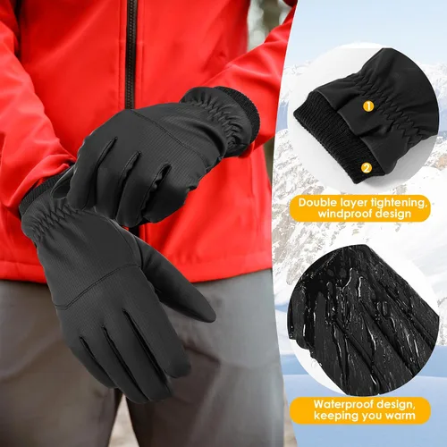 Miniatura 4 de Guantes de esquí de invierno para hombres y mujeres, impermeables, térmicos, ligeros para pantalla táctil, con agarre antideslizante para ciclismo