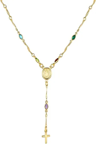 Miniatura 7 de Collar de Virgen de Guadalupe de oro amarillo de 18 quilates, joyería religiosa, dije de Nuestra Señora, Virgen María, collares con dijes