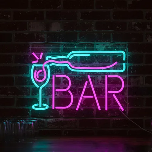 Letreros de neón para bar en casa, bar con atenuador de 10 niveles, luces de neón alimentadas por USB o batería para cueva de hombre, pub, club,
