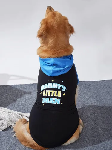 Miniatura 7 de QWINEE Camiseta sin mangas con capucha para perro con estampado de letras para gatos y cachorros, chaleco sin mangas para perro, ropa elástica