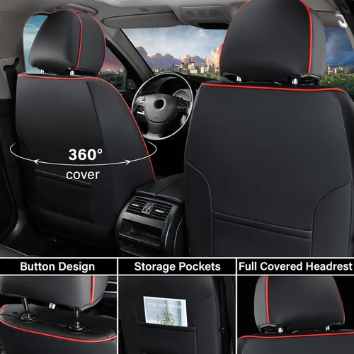 Miniatura 2 de Coverado Fundas de Asiento Delantero para Automóvil, 2 Piezas Fundas de Asiento de Cuero para Automóviles, Protector de Asiento de Automóvil Solo
