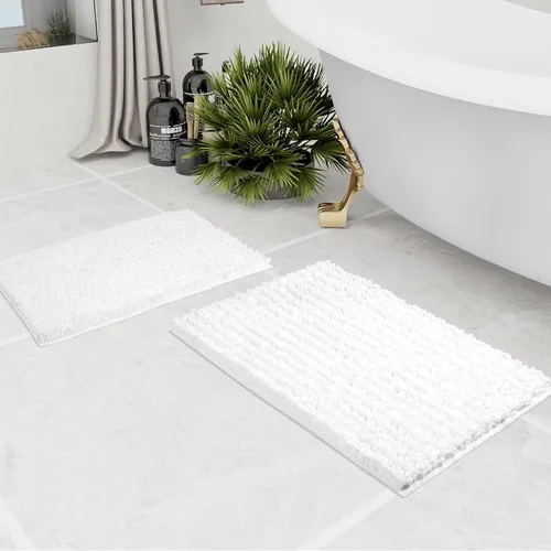 Miniatura 29 de Walensee Alfombra de baño antideslizante (24x17 pulgadas, rosa polvoriento) absorbente de agua, súper suave, lanuda de felpilla, lavable a máquina