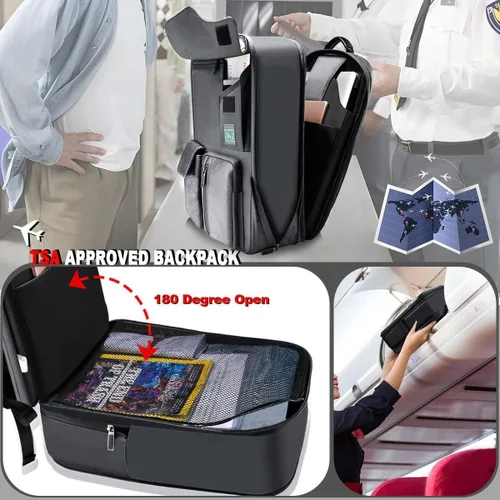 Miniatura 4 de Mochila para laptop delgada y expandible de 15.6 pulgadas, mochila para computadora resistente al agua, antirrobo, mochila de viaje para hombres