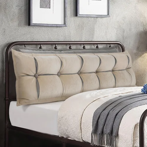 Miniatura 21 de Johnear Almohada Grande para Cabecero de Algodón y Lino, Cojín para Cama Diurna, Respaldo, Almohada Cilíndrica de Soporte y Posicionamiento