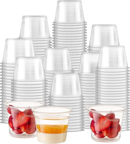 Miniatura 8 de Fit Meal Prep Paquete de 2500 Vasos de Condimentos de 1 oz Sin BPA Sin Tapas, Contenedores Desechables para Shots de Gelatina, Tazas Pequeñas
