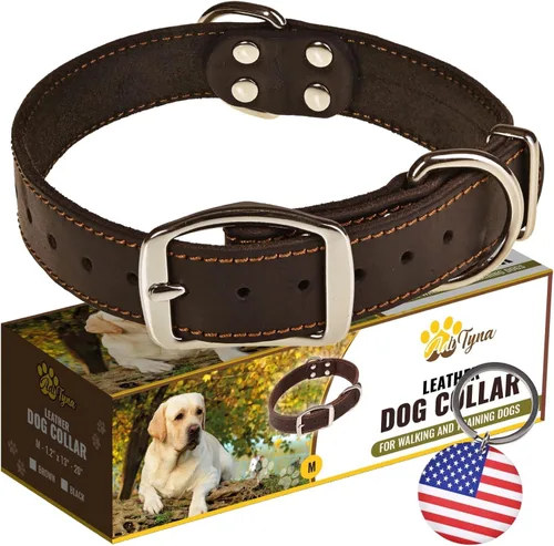 Miniatura 20 de ADITYNA Collar de cuero resistente para perros extra grandes, collar de cuero rojo suave y fuerte para razas XL
