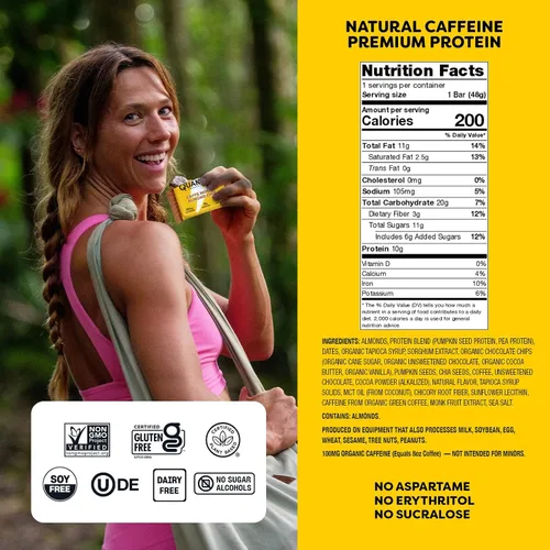 Miniatura 2 de Quantum Energy Square: Barra energética con cafeína y 0.35 oz de proteína. Delicioso aperitivo saludable sobre la marcha.