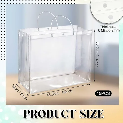 Miniatura 2 de AmazingSpark Paquete de 10 bolsas de regalo grandes transparentes de 18 x 8 x 14 pulgadas con asa, bolsas de plástico reutilizables grandes