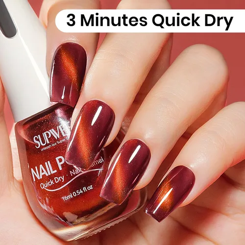 Miniatura 6 de Esmalte de uñas de ojo de gato burdeos sin gel, esmalte de uñas magnético secado al aire para uñas de los pies, secado rápido, alto brillo