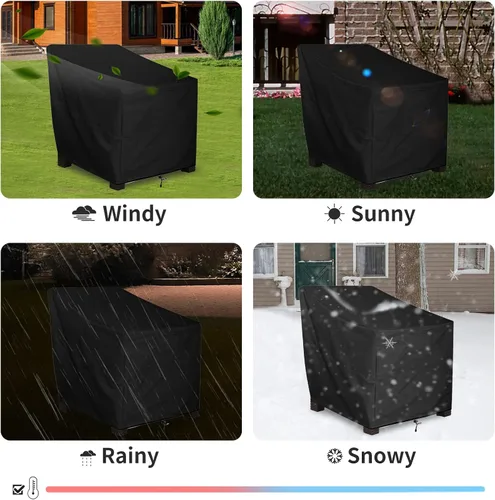 Miniatura 6 de ALSTER Fundas para Sillas de Patio Impermeables, Fundas para Sillas de Exterior (32" L x 37" A x 36" Al), Fundas de Muebles Negras Duraderas e