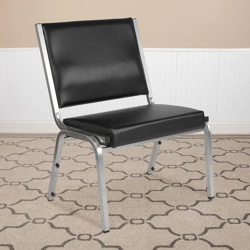 BizChair Silla de recepción médica bariátrica de vinilo antimicrobiano negro clasificado de 950 lb