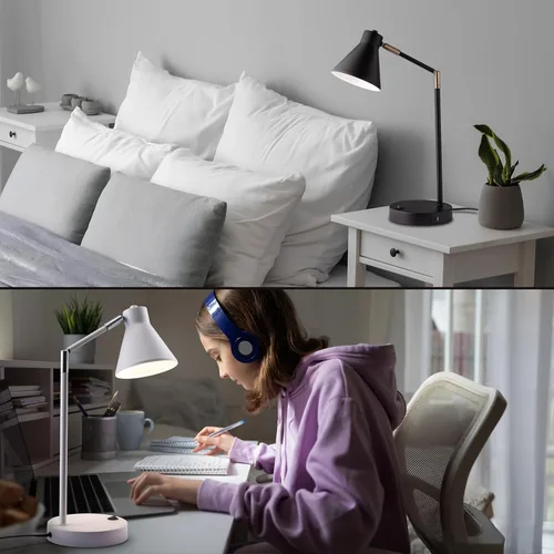 Miniatura 7 de O'Bright Astrum - Lámpara de escritorio LED con puertos de carga USB duales, 100% metálica, brazos giratorios de 270 grados, luz blanca suave Latón