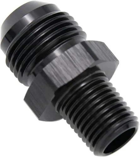 Miniatura 89 de Adaptador de tubo de manguera de combustible de aluminio recto 16AN acampanado a 3/4" NPT macho Unión de rosca negro