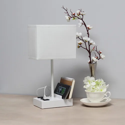 Miniatura 10 de Simple Designs LT1110-WOW - Lámpara de escritorio rectangular moderna de 15.3 pulgadas de alto con 2 puertos USB y salida de carga con pantalla