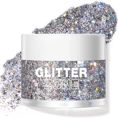 Miniatura 12 de LANGMANNI Gel holográfico con purpurina para el cuerpo, la cara, el cabello y los labios. Gel con purpurina que cambia de color bajo la luz. Vegano