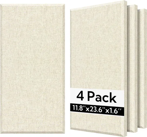 Miniatura 9 de Olanglab Paneles de Pared Acústicos de Fibra de Vidrio Paquete de 4, 11.8'' x 23.6'' Paneles de Sonido, Paneles Insonorizantes Envueltos en Tela